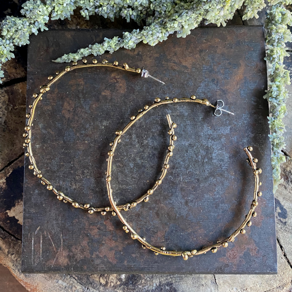 Encrusted Granules Hoop Earrings