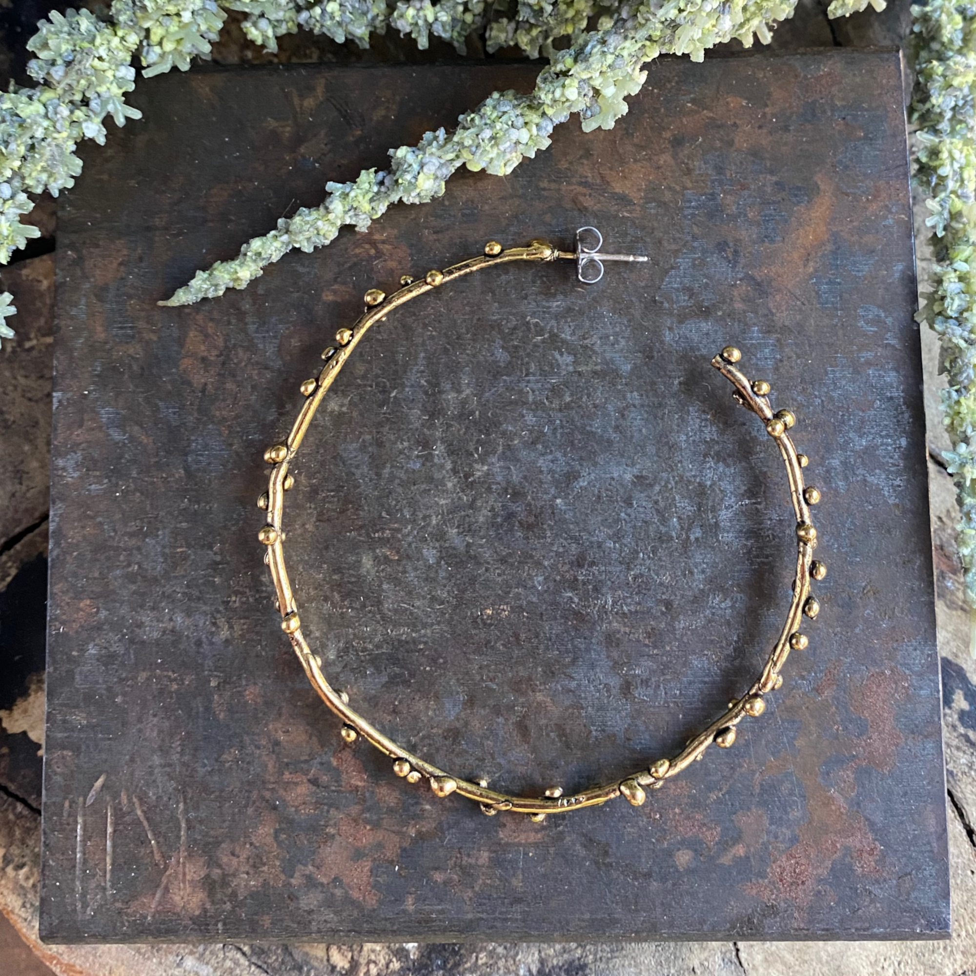 Encrusted Granules Hoop Earrings