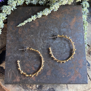 Encrusted Granules Hoop Earrings