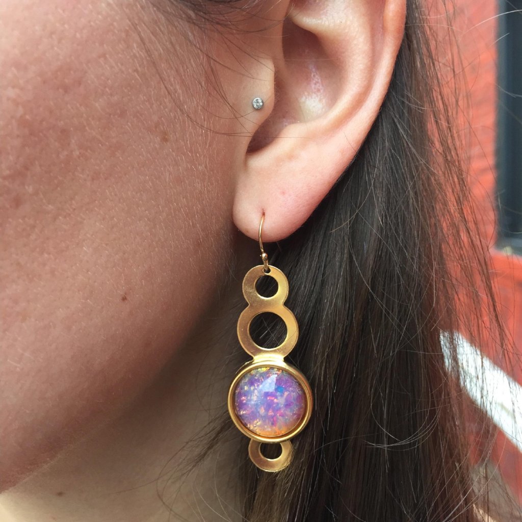 Stacked Circles with Stones Earrings