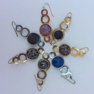 Stacked Circles with Stones Earrings