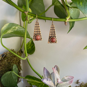 Gemstone Grid Earrings